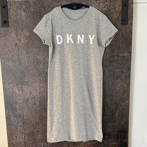 DKNY Heather Gray Logo tee shirt Dress size XS